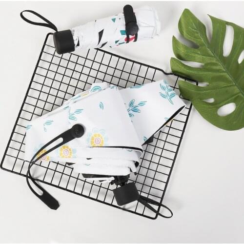 Mini Windproof Anti-UV Pocket Umbrella Rain Women Portable Travel Children 5-Folding Umbrella