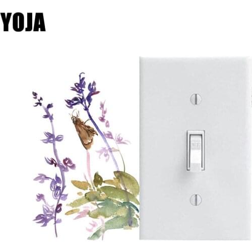 YOJA Wall Sticker Purple Flowers And Butterfly PVC Room Decorative Fashion Style Switch Decal High-quality 8SS0424