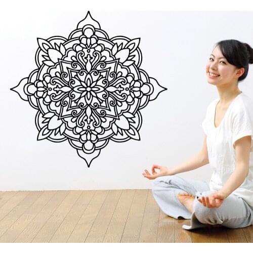 Wall Decal Mandala Flower Yoga Ornament Wall Sticker Indian OM Home Decor Murals Art Living Room Vinyl Sticker W-32