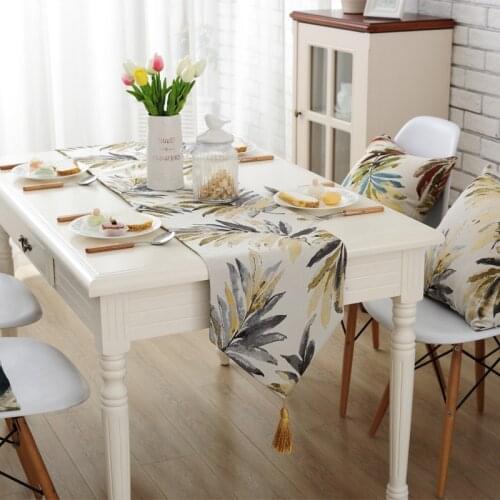 American Style Table Runner Modern Home Table Cloth Tea Table Cabinet Cover Leaf Print Wedding Decoration Runner camino de mesa
