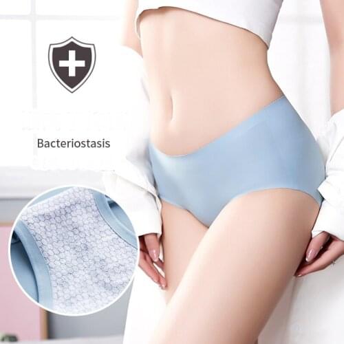 2021New Ice Silk Soft Breathable Mid Waist Womens Underwear Thin Elasticity Quality Stylish Simplic No Trace Female Pantie A70