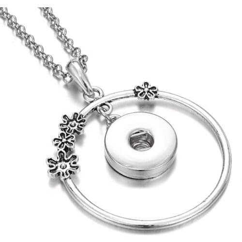 New Snap Button Necklace Pendants Snap Jewelry Crystal Flower Snap Pendant Necklace for Women Fit 18mm Snap Buttons Jewelry