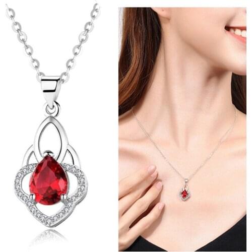 Charm Zircon Water Drop Pendant Necklaces For Women Jewelry Fashion Lady 925 Silver Choker Necklaces Bride Wedding Accessories