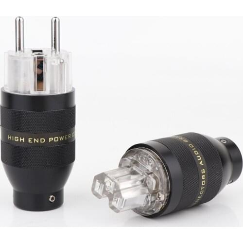 Yter Pair Hi End Audio Rhodium Plated EU Power Plug Connector+IEC Female Plug