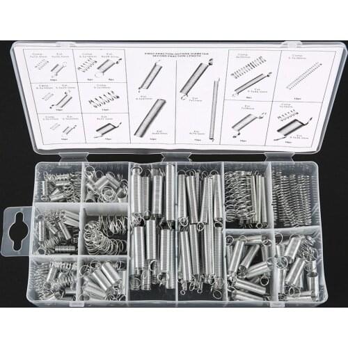Tension Spring,200PCS Spring,Compression Set Extension Tension Springs,Pressure Suit Hardware Tool with Plastic Storage Box