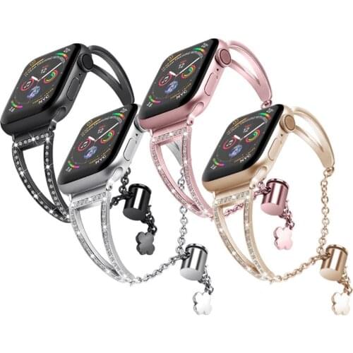 Women Metal Strap For Apple Watch Series 6 5 4 SE band 40mm 44mm Diamond Stainless Steel Bracelet For Apple Watch 42mm 38mm girl