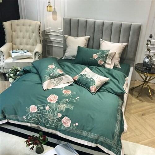 Luxury Embroideredy Egyptian cotton Bedding Chinese style King size 4/6pcs Bedding set Duvet Quilt coverBedsheet Pillowcase