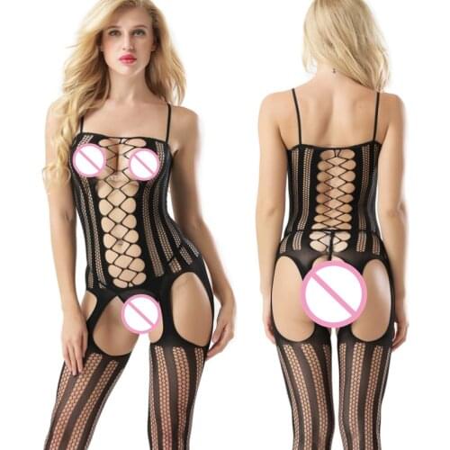 Sexy Lingerie Womens Erotic Underwear Fishnet Bodystocking Open Bra Crotch Plus Size Costumes Stockings Porn Body Suit For Sex