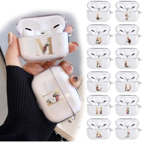 Silicone Cover Case for Apple Airpods Pro New Gold Lettwer Pattern Wireless Bluetooth Earphone Case Earphone Accessories Skin