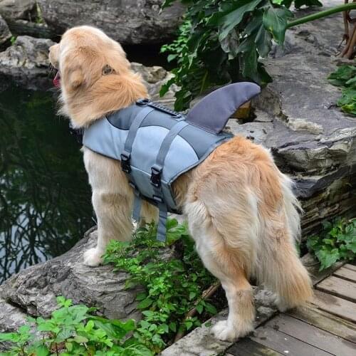 Adjustable Pet Dog Swimming Life Jacket Shark Pets Jacket Swimming Clothes Aid Float Vest Lifesaver Aid Dogs Life Vest