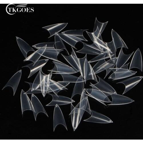 TKGOES Wholesale 500PCS 10Sizes Clear Natural White False Point Stiletto French Acrylic UV Gel Nail Tips Free Shipping