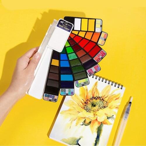 Fan-shaped Solid Watercolor Paint Primer Painting Tool Set Childrens Non-toxic Art Professional Watercolor Portable Gouache