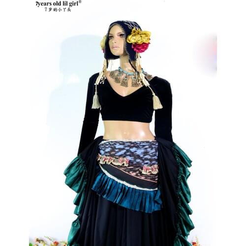 Velvet Fat Chance Tribal Choli Belly Dance Long Sleeve Top FA01 06