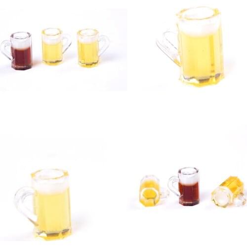 1Pc Mini Cups Miniature Kitchen Toys 1:12 Dollhouse Mini Beer Cups Kawaii Miniature Drink Japanese Goblet Doll House Beer Cups