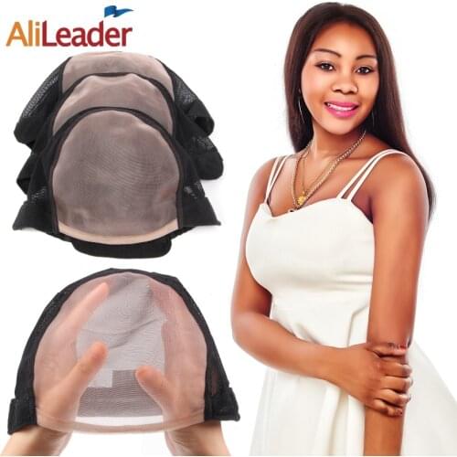 10Pcs/Lot Wholesale 5*5 U Part MONO Wig Caps For Make Wigs Glueless Full Lace Wig Caps For Weaving Mesh Hair Net Wig Base Cap