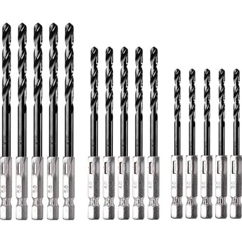 15Pcs Drill Bit Hexagon Shank High Speed Steel Straight Shank HSS High Speed Steel Titanium Coated Drill Bit Tool Set
