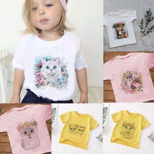 2021 Summer Kawaii Fat Cat T Shirt Kids Girls Cartoon Fashion Boy Children T-shirt Hipster Girls Tshirt Tops Clothing Harajuku