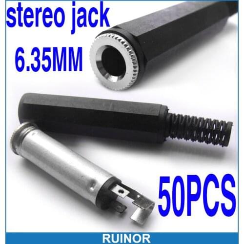 50pcs 6.35mm 1/4inch Stereo Jack Welding Connector Adapter