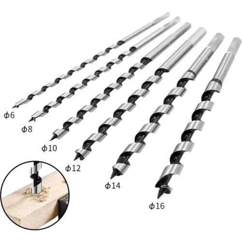 6PCS 230mm Hex Shank Extra Long Point Twist Auger Wood Drill Bits Set Woodworking Twist Drill Bit Tool Set 6 8 10 12 14 16mm