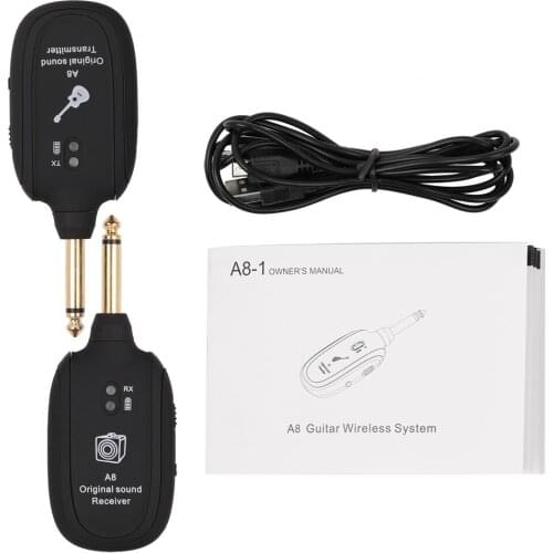 A8 UHF Wireless Guitar Transmitter Receiver Set 730mhz 50M Range Guitar Wireless Transmitter for Electric Guitars Bass Violin