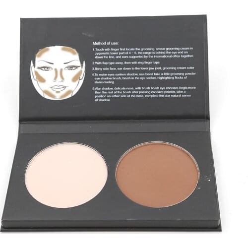 Makeup Face Highlighter & Bronzer Press Powder 1 pcs Two-color Highlight and Contour Palette Net 20g 6022