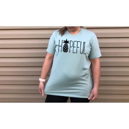 Hopeful mom pineapple shirt 100% cotton crewneck short sleeve cute fashion top tees for women top plus size Mama Mother Tshirt