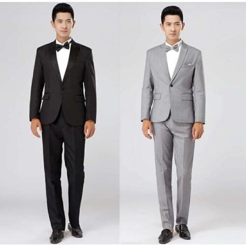 Chorus mariage groom wedding suits for men blazer boys prom suits fashion slim masculino latest coat pant designs black silver