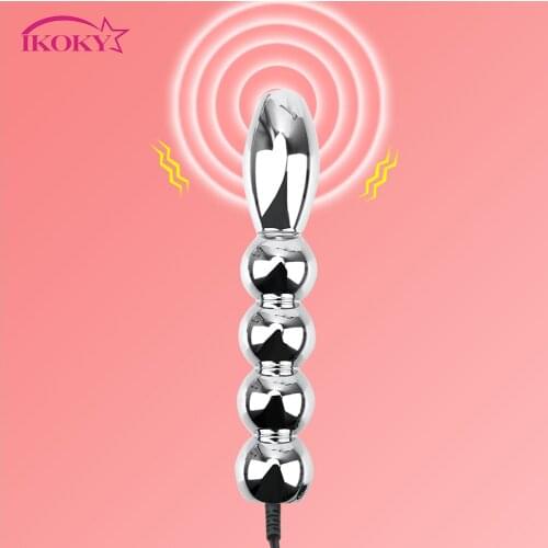 IKOKY Electro Shock Butt Plug Vaginal Plug E-Stimulation Dildo Medical Sex Toy Anal Massage Sex Toys For Women Metal Anal Plug
