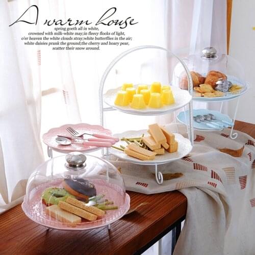 European ceramic double fruit cake plate afternoon tea home living room snack tray wedding dessert candy stand Trays