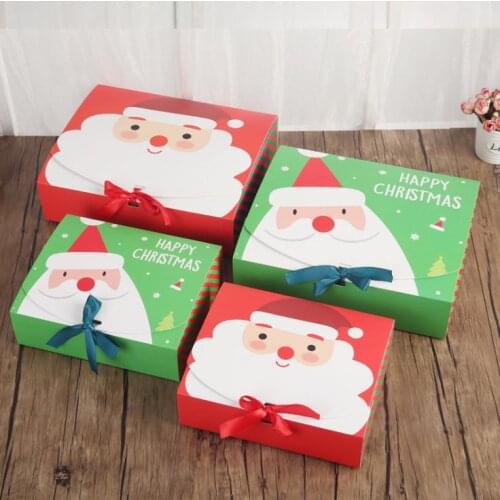 Red Green Unique Christmas Eve Big Gift Box Santa & Fairy Design Papercard Kraft Present Party Favour Activity Box SN3461