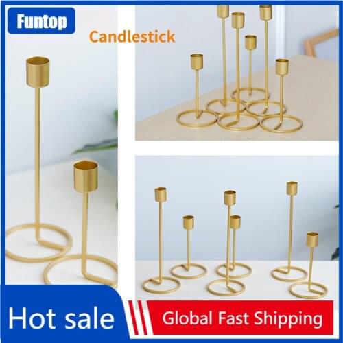 Creative Candlestick Gold Single-Headed Wrought Iron Candlesticks Romantic Table Wedding Candlestick Metal Ornaments Candelabra