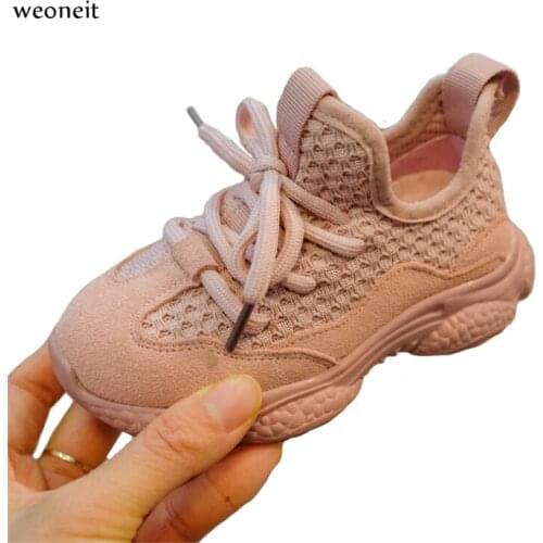 Weoneit Children Shoes Spring Autumn Fashion Sport Girls Shoes Soft Breathable Running Boys Sneakers Pink Black White Kids Shoe