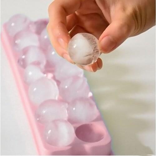 14 Holes Round Balls Ice Mold Plastic Tray Ice Hockey Grid Making Box Molds With Cover Color Random Ice Mold Non-Stick Silicone