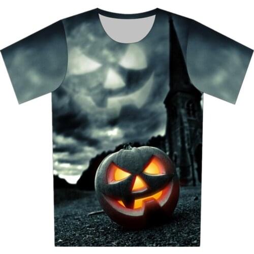 Joyonly 2018 Summer Children Cool 3D T-shirts Boys Girls Kids Funny Halloween Pumpkin lantern Skull Printed Punk T shirt 4-20Y