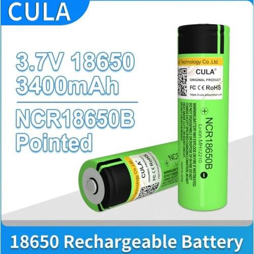 Hot CULA 18650 Lithium Rechargeable Battery 100% New Original NCR18650B 3.7V 3400mAh For Flashlight Battery (NO PCB)