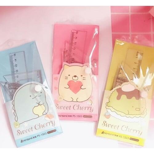 Cute Cartoon Sumikko Gurashi Childrens Ruler Set Student Stationery Soft Ruler Four-piece Set Triangle Protractor