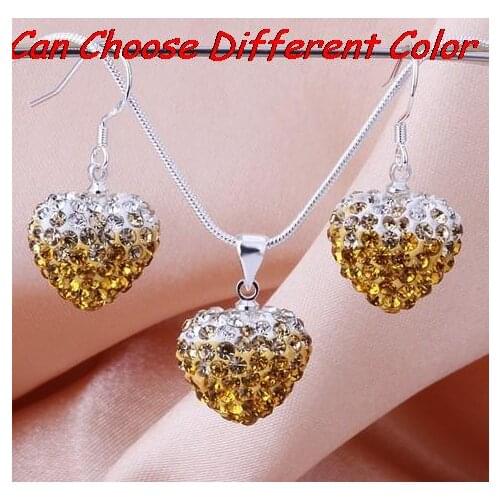 Men mixed red multicolor Beads Gradient Heart set drop earrings Necklace Pendant Snake Chains fhrt4ng crystal