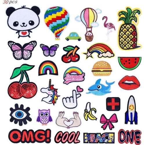 50pcs/lot Balloon Fruit Animal Embroidery Patches Letters Clothing Decoration Accessories Diy Iron Heat Transfer Applique