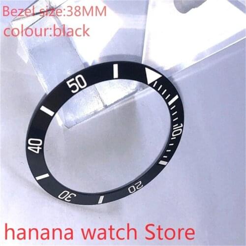 BLIGER brand new high-quality 38mm black rotating glass bezel, suitable for 40mm mens watch with automatic winding