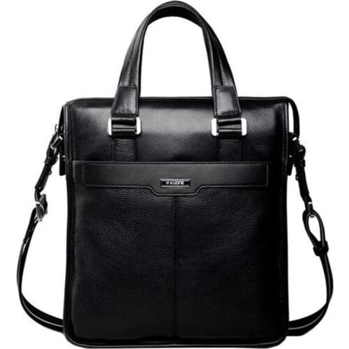New P.kuone brand men bag handbag genuine leather bag cowhide leather men briefcase business casual men messenger bags