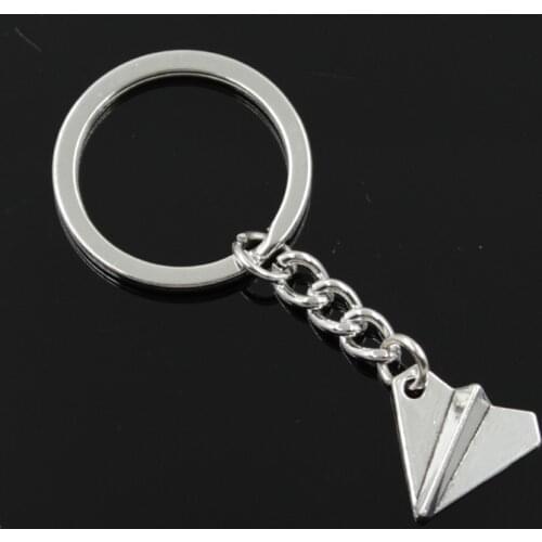 New Fashion Men 30mm Keychain DIY Metal Holder Chain Vintage Paper Airplane Plane 18x17mm Silver Color Pendant Gift