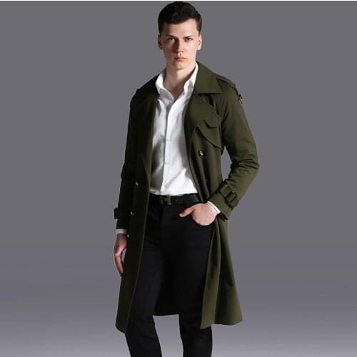 New Mens Coats Luxury Long Style Windbreaker Double Breasted Mens Jackets Plus Size 6xl Spring And Autumn Khaki Mens Trench