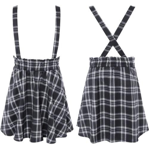 New Kids Girls Plaid Mini Skirt Cross Back Suspender Skirt Children All-match Skirt School Uniform for Dance Daily Casual Wear