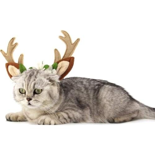 NACOCO Dog Christmas Reindeer Antlers Headband Pet Adjustable Headband with Ears Dog Costumes Accessories for Cats Puppy Medium