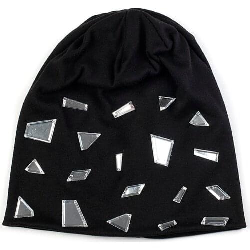 Charm Wood Adult Cotton Beanie Hat Solid Color Skullies Caps With Silver Accessories For Woman Man Beanies Fashion Unisex Hats