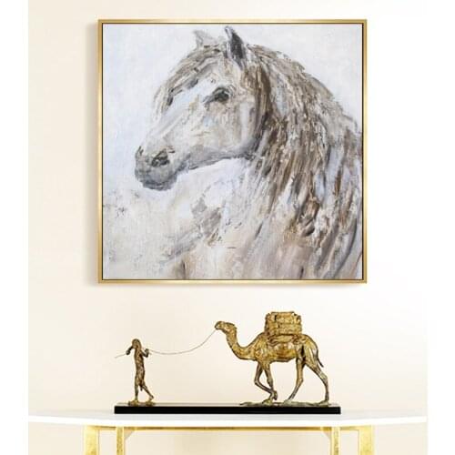 Modern Abstract Art Gray Horse Oil Painting on Canvas Posters and Prints Wall Art Pictures for Living Room Home Decor No Frame