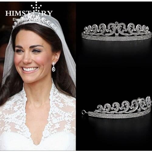 Kate& William Royal Rhinestone Crystal Wedding Hair Crown Tiara Hair Jewelry Crown Wedding Crystal Hair Accessories Hairbands