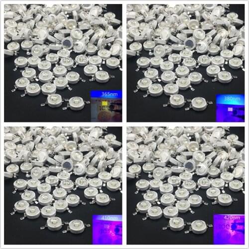 10pcs-100pcs 3W UV High Power LED Light Beads Ultra Violet Purple LED Chip 360nm 365nm 370nm 380nm 390nm 395nm 400nm 405nm 430nm