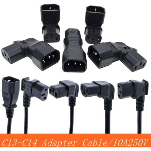 IEC60320 C13 Angle Converter Angle Extension Cable C13 to C14 PDU Angle Power Cables Male to Female AC Power Cord 10A 250V