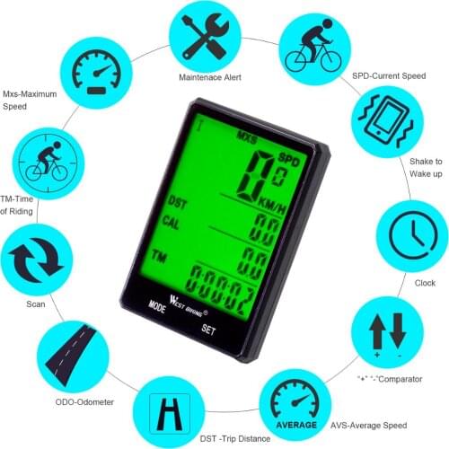 Bicycle Speedometer Odometer Wireless Wired 2.8" Large Screen Bike Computer Waterproof Speedometer Odometer Cycling Stopwatch